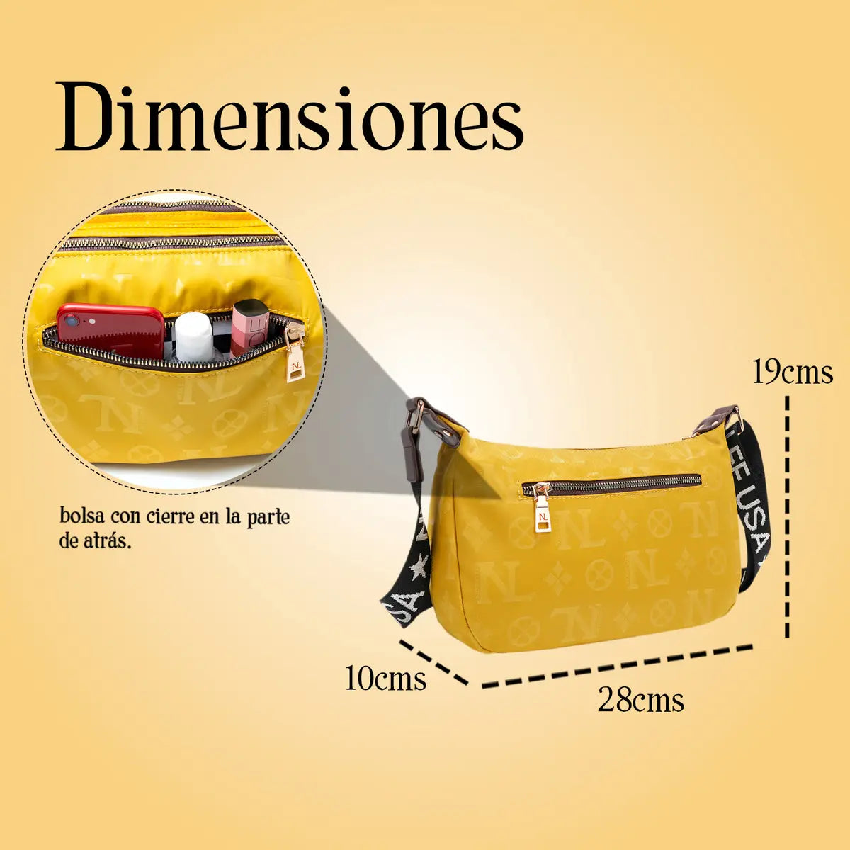 Bolsa de Hombro Margot Monograma de Nicole Lee (amarilla)