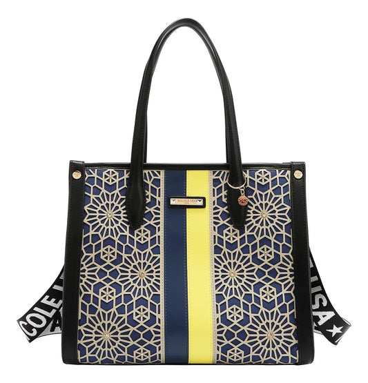 Bolsa Cuadrada Nicole Lee En Corte Láser Y Pedrería Fw25 Acabado De Los Herrajes Níquel Color Black Correa De Hombro Negro Diseño De La Tela Geometric Laser Cut