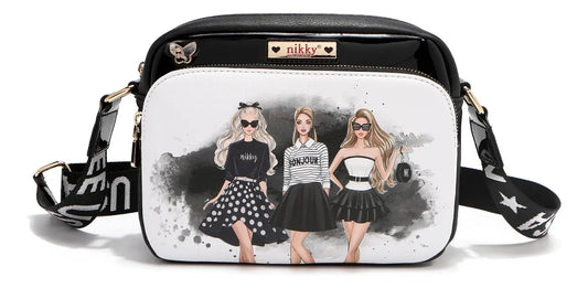 Crossbody Con Doble Compartimento Trio Nikky By Nicole Lee - Trio - Estampado - Oro - Negro