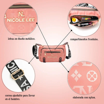Bolsa de Hombro Margot Monograma de Nicole Lee (rosa)