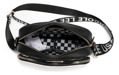 Crossbody Con Doble Compartimento Trio Nikky By Nicole Lee - Trio - Estampado - Oro - Negro