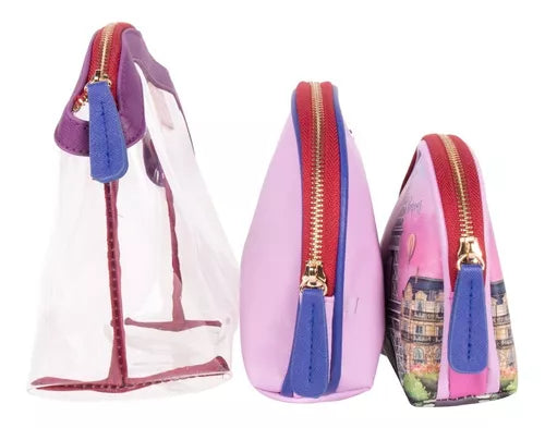 Set 3 Piezas Nicole Lee Cosmetiquera Estampada Y Lisas Ss22