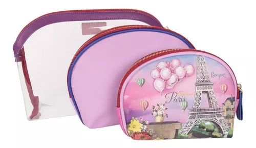 Set 3 Piezas Nicole Lee Cosmetiquera Estampada Y Lisas Ss22