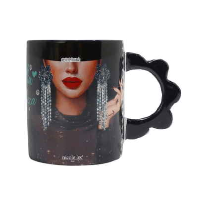 Taza Samantha la Belleza Cerámica Estampada con Asa en Forma de Flor y Apta para Microondas| CUP7825-SAM