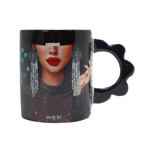 Taza Samantha la Belleza Cerámica Estampada con Asa en Forma de Flor y Apta para Microondas| CUP7825-SAM