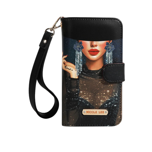 Porta Celular HP6617 Samantha la Belleza con Muñequera | Estilo Elegante en Piel Vegana Nicole Lee