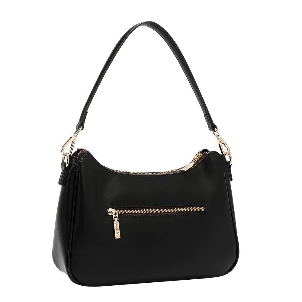 Bolsa Shoulder Nicole Lee En Corte Láser Y Pedrería Fw25 Acabado De Los Herrajes Níquel