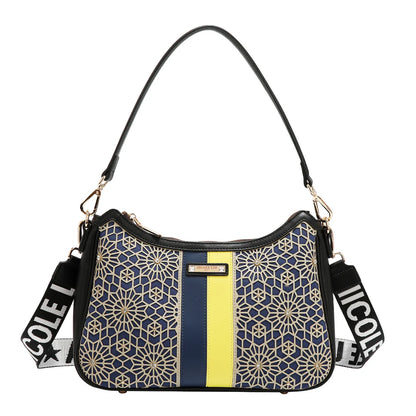 Bolsa Shoulder Nicole Lee En Corte Láser Y Pedrería Fw25 Acabado De Los Herrajes Níquel