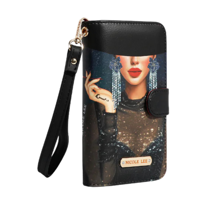 Porta Celular HP6617 Samantha la Belleza con Muñequera | Estilo Elegante en Piel Vegana Nicole Lee