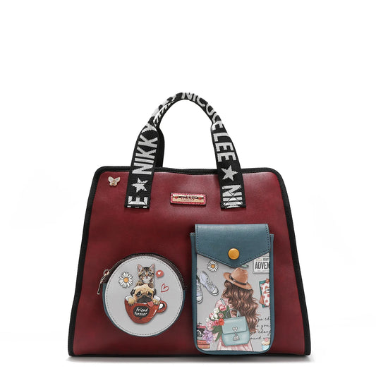BOLSA SATCHEL CON BOLSITAS AL FRENTE NIKKY WORLD