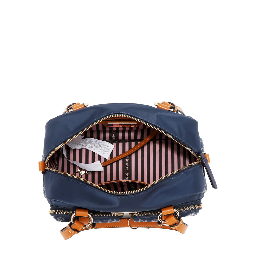 BOLSO BOSTON CON LOGOTIPO MONOGRAMA (MARRON)