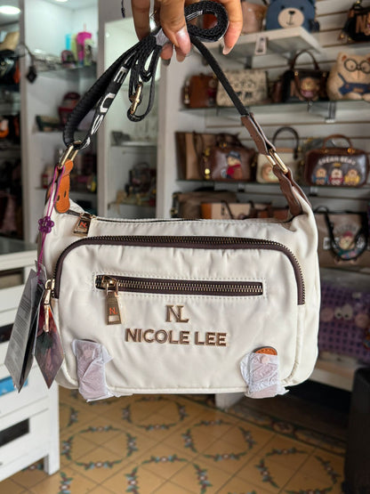 Bolsa de Hombro Margot Monograma de Nicole Lee (Blanca)