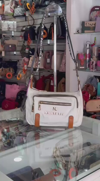 Bolsa de Hombro Margot Monograma de Nicole Lee (Blanca)